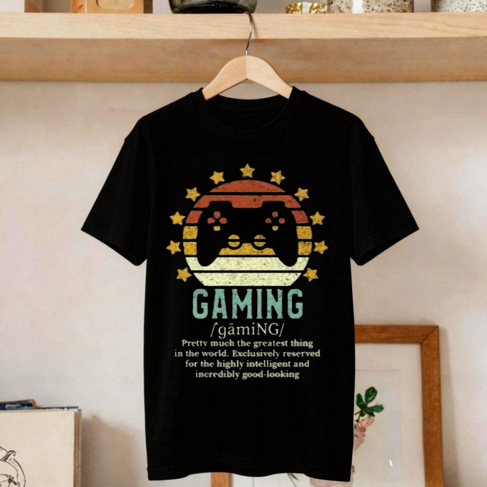 Gaming Console Definition - Komik Oyun Tanımlı Tişört Vintage Konsol